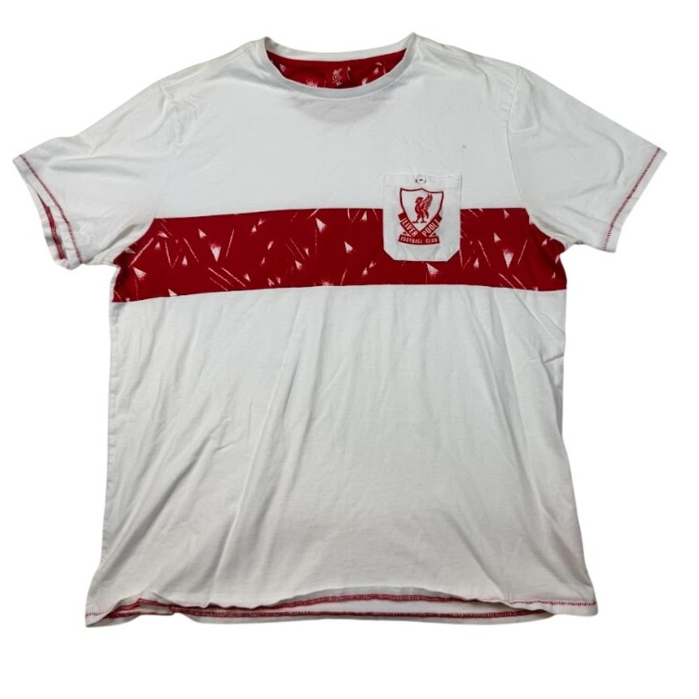 Liverpool FC LFC Pocket T-Shirt Mens XL White Red Graphic Crest A11835 Soccer